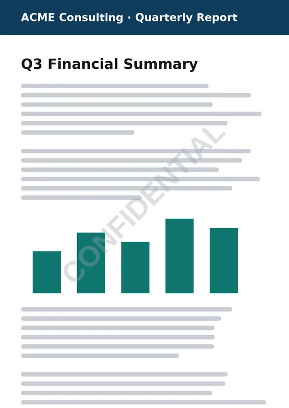 PDF report page with a diagonal CONFIDENTIAL watermark