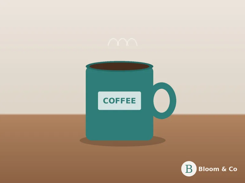 Product photo of a mug with a brand logo added in the corner